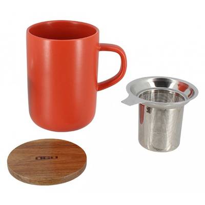 3256390196251 - OGO-LIVING - Tisanière Juliet en grès avec couvercle en bois d'acacia