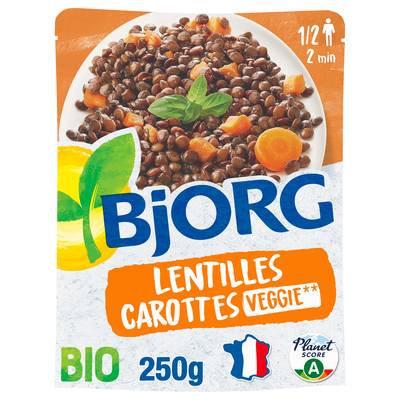 Bjorg Lentilles carottes fondantes Plat Cuisiné bio, 250g