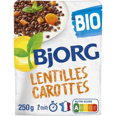 Bjorg Lentilles carottes fondantes Plat Cuisiné bio, 250g