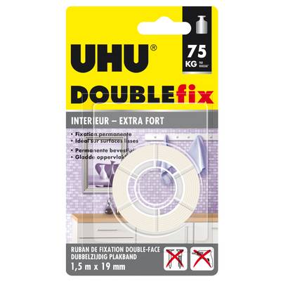 Uhu Rouleau Adhésif double fix 75 kg, Dimensions  1,5 m x 19 mm