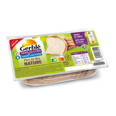 Gerblé Sans Gluten Sans Lactose Pain de Mie Nature Tranché sans gluten et sans lactose, 350g