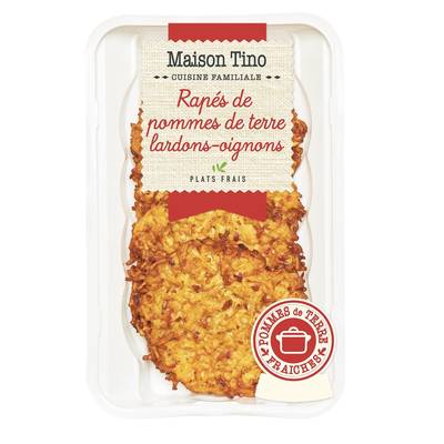 Maison Tino Râpé de Pomme de Terre Lardons-Oignons, 4 galettes - 110g