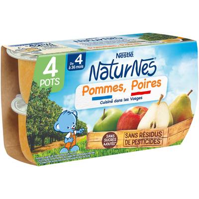 Nestlé - Naturnes Pomme poire Bol Bébé Dès 4 mois, 4x130g