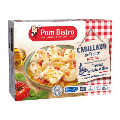 Pom Bistro Cabilaud MSC tomates et huile d'olive, 320g