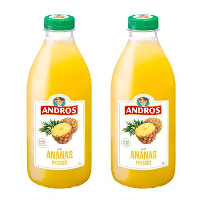 Andros Jus d' Ananas Pressés, Lot de 2x1L