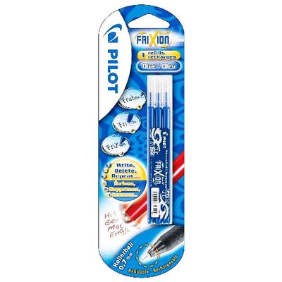 Pilot 3 Recharges Frixion Ball d'encre bleue pointe moyenne, 3 recharges