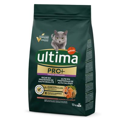 Affinity - Ultima Pro Plus Croquettes Saumon Riche en Protéine Haute qualité pour Chat Adulte Stérilisé, 1,1kg
