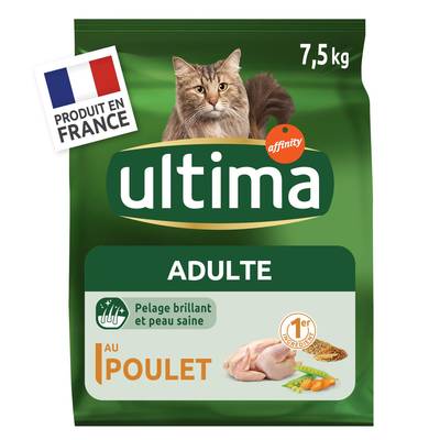 Affinity - Ultima Croquettes Poulet Pelage brillant peau saine pour chat adulte, 7,5kg