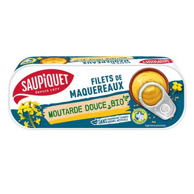 Saupiquet Filets de Maquereaux à la Moutarde Douce Bio, 120g