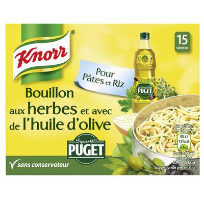 Knorr Bouillon Cube aux herbes et huile d'olive Puget - 15 Cubes, 15x11g