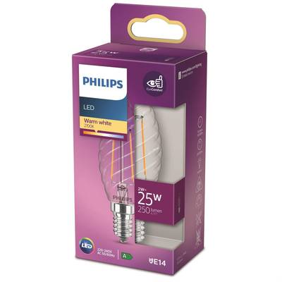 Philips Ampoule E14-2W LED Flamme Transparente Blanc Chaud, E14  25W