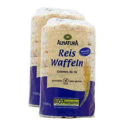 Alnatura Galette de riz au sel marin bio Sans Gluten, Lot de 2x100g