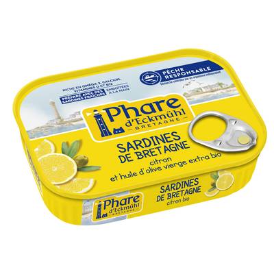 Phare d'Eckmuhl Sardines citron et huile d'olive vierge extra bio, 135g