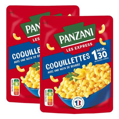 Panzani Pâtes Coquillettes nature micro-ondes avec une Noix de Beurre, Lot de 2x200g