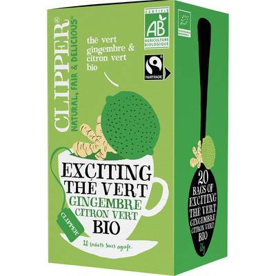 Clipper Thé Vert Gingembre Citron Vert Bio - 20 sachets, 35g