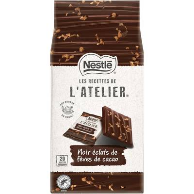 Nestlé Les Recettes de l'Atelier Carré de Chocolat Noir Eclat de Fève de Cacao, 176g