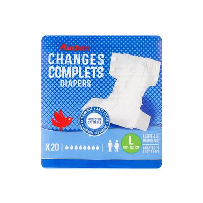 Auchan Changes complets protection optimale anti-fuites taille L, 20 changes