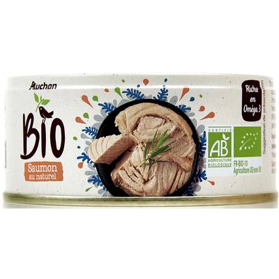 Auchan BIO Saumon au naturel Bio, 100g