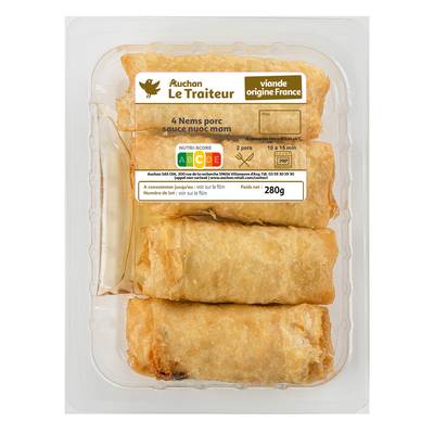 Auchan Le Traiteur Nems au Porc, 4 nems - 280g