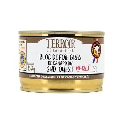 Terroir de Caractère Bloc de Foie Gras de Canard IGP Sud-Ouest, 2-3 parts - 120g