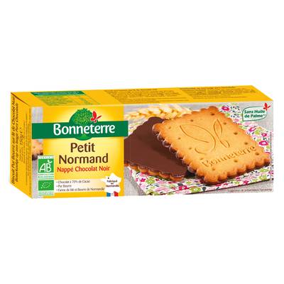 Bonneterre Petit normand nappé chocolat noir bio, 150g