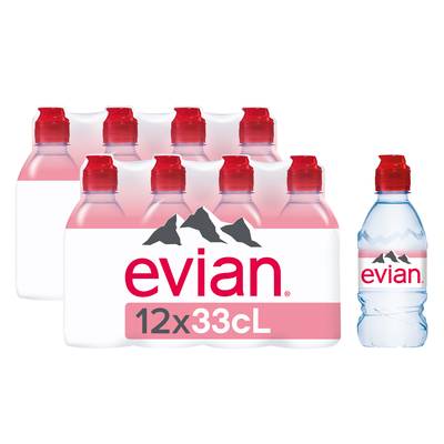 Evian Eau minérale naturelle, 2 packs de 12x33cl