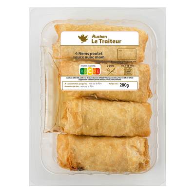 Auchan Le Traiteur Nems au Poulet, 4 nems - 260g
