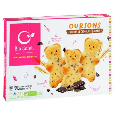 Bio Soleil Oursons pépites chocolat bio, 150g