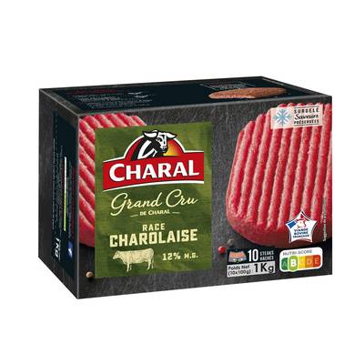 Charal Steaks hachés de Charolais 15%mg, 10x100g