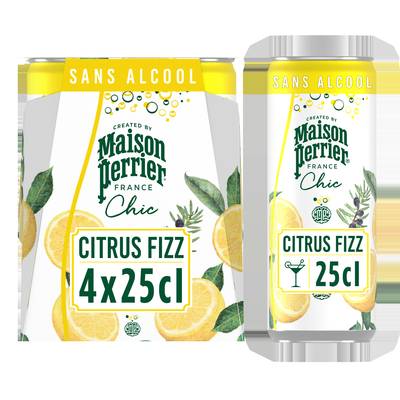 Maison Perrier Boisson Gazeuse Aromatisée Citrus Fizz, 4x25cl