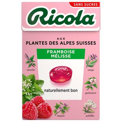 Ricola Bonbons framboise mélisse sans sucres, 50g