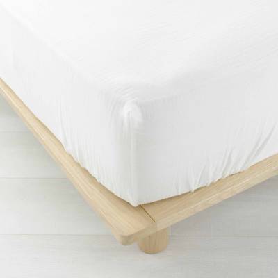Douceur D Interieur Drap housse gaz blanc 2 personnes, 140 x 190 cm