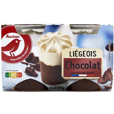 Auchan Liégeois au chocolat, 4x100g