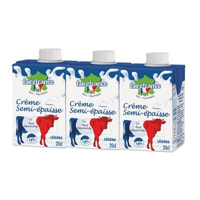 Faire France Crème légère semi épaisse 18%mg, 3x20cl