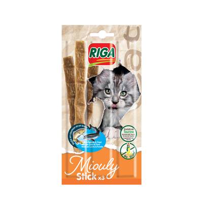 Riga Miouly Sticks Saumon et Truite - Friandise pour chat, 3x5g