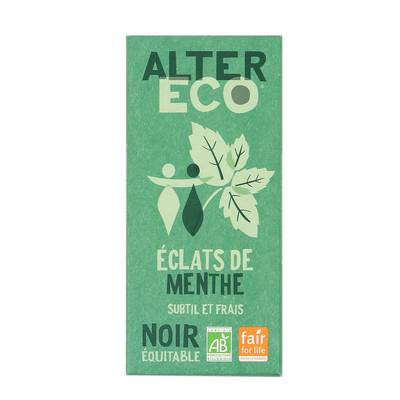 Alter Eco - Commerce Equitable Chocolat noir éclats de menthe 60% Cacao Bio du Pérou, 100g