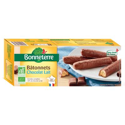 Bonneterre Batonnêts chocolat lait bio, 160g