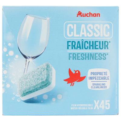 Auchan Tablettes lave-vaisselle fraîcheur, 45 tablettes