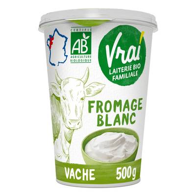 Vrai Fromage blanc Bio nature 3,6%mg, 500g