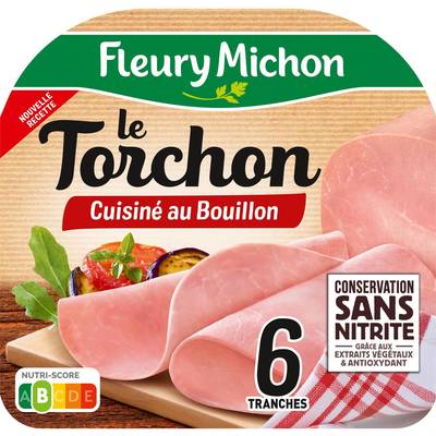 Fleury Michon Jambon Blanc au Torchon, Conservation Sans Nitrites, 6 tranches - 210g