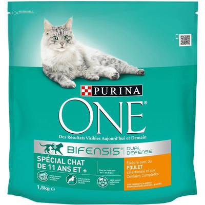 Purina - One Croquettes Poulet pour chat Senior, 1,5g