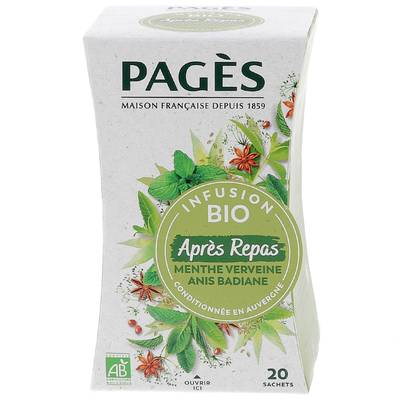 Pagès Infusion Après-repas BIO, 20 sachets