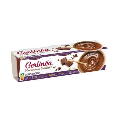 Gerlinéa 3 Coupelles crème saveur chocolat -37% de sucres en moins, 3x200g