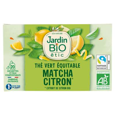 Jardin Bio Etic Thé Vert Matcha Citron - 20 sachets, 30g