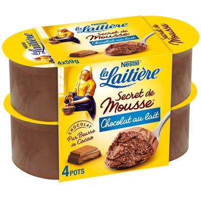 La laitière Secret de mousse chocolat au lait, 4x59g
