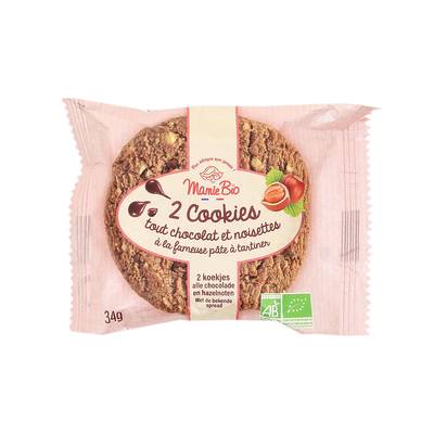 Mamie Bio 2 Cookies gourmands choco noisette bio, 34g