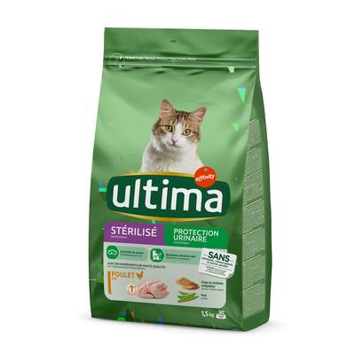 Affinity - Ultima Croquettes Poulet Protection urinaire pour chat stérilisé adulte, 1,5kg