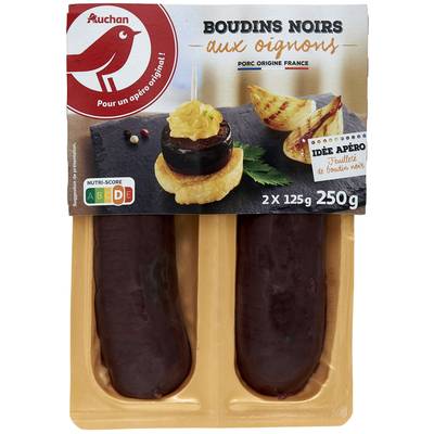 Auchan Boudins Noirs aux Oignons, 2x125g
