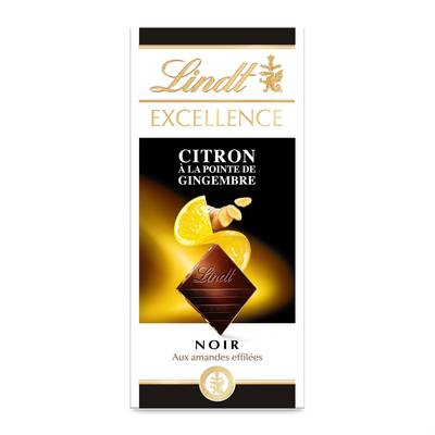 Lindt Chocolat Excellence Noir Citron Pointe de Gingembre, 100g