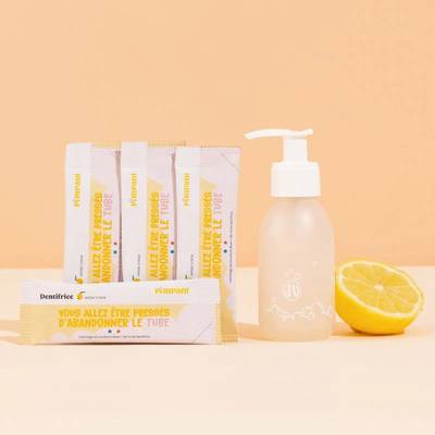 Pimpant Dentifrice Citron Coffret, 4 recharges + 1 bouteille